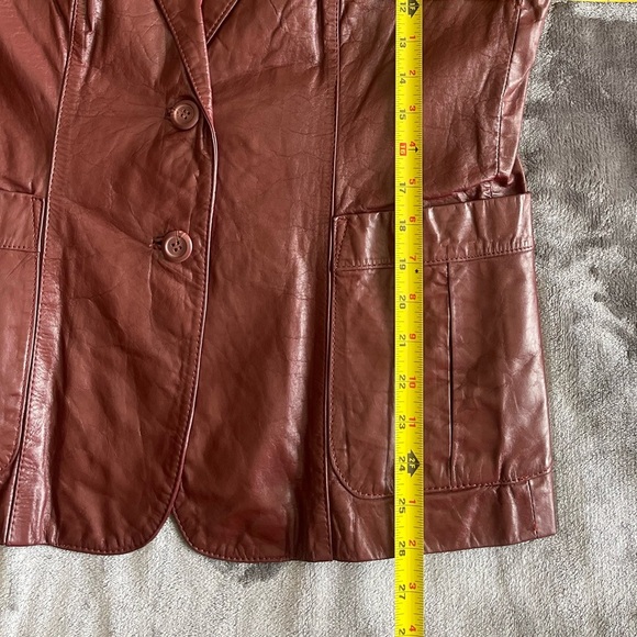 Vintage SHEPLERS Women's Burgundy Leather Western Blazer Jacket Size 16 Cowgirl - Picture 9 of 16
